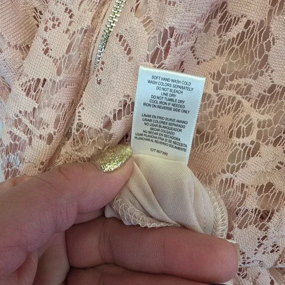 Danny & Nicole Dress Womens 4 Blush Pink Floral Lace Fit Flare Romantic Cottage - Picture 12 of 13